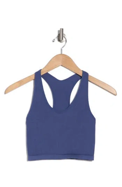 Z By Zella Stretch Seamless Longline Bra In Blue Indigo