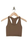 Z By Zella Stretch Seamless Longline Bra In Brown Shiitake