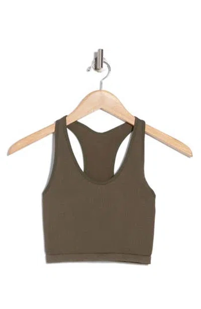 Z By Zella Stretch Seamless Longline Bra In Olive Night
