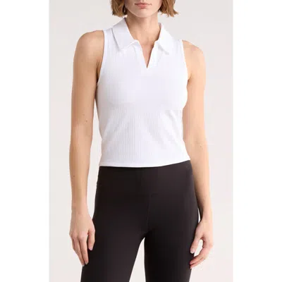 Z By Zella Stretch Seamless Rib Polo In White