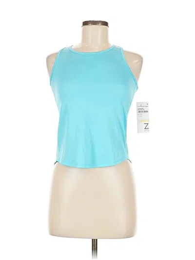 Pre-owned Z By Zella Tank Top Teal Halter Neckline Tops In Blue