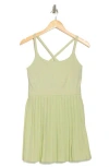 Z By Zella Tiebreak Crossback Pleated Active Dress In Green Limecream