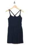 Z By Zella Tiebreak Crossback Pleated Active Dress In Navy Sapphire