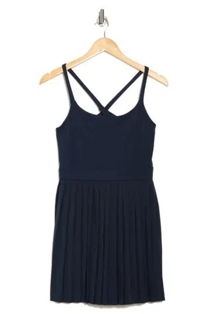 Z By Zella Tiebreak Crossback Pleated Active Dress In Navy Sapphire