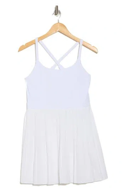 Z By Zella Tiebreak Crossback Pleated Active Dress In White