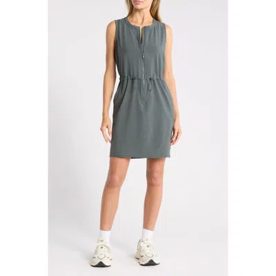 Z By Zella Venture Sleeveless Front Zip Utility Dress In Green