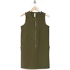 Z By Zella Venture Sleeveless Front Zip Utility Dress In Olive Night