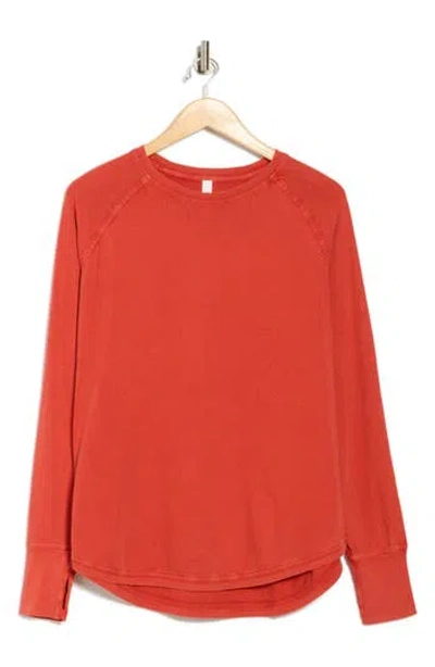 Z By Zella Vintage Wash Relaxed Long Sleeve 2.0 Tee In Orange