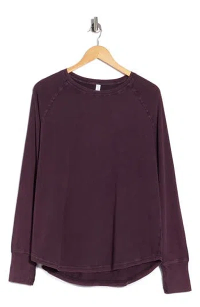 Z By Zella Vintage Wash Relaxed Long Sleeve 2.0 Tee In Burgundy
