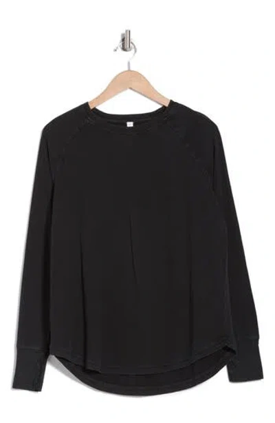 Z By Zella Vintage Wash Relaxed Long Sleeve 2.0 Tee In Black