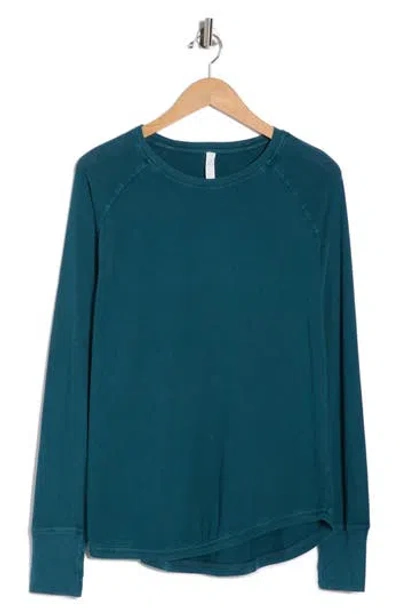 Z By Zella Vintage Wash Relaxed Long Sleeve 2.0 Tee In Blue