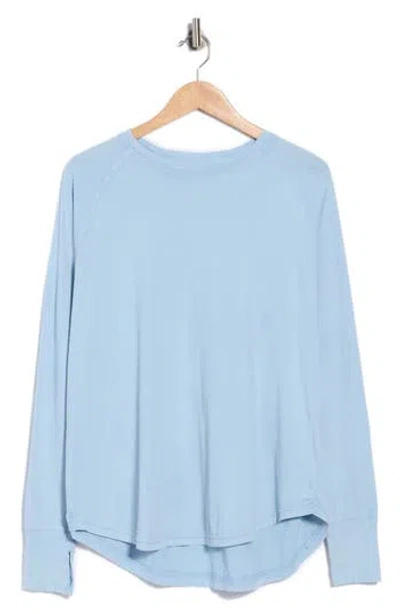 Z By Zella Vintage Wash Relaxed Long Sleeve 2.0 Tee In Blue Thread