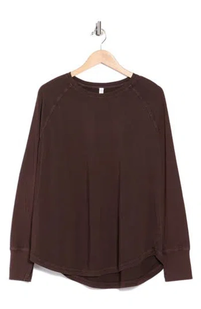 Z By Zella Vintage Wash Relaxed Long Sleeve 2.0 Tee In Brown