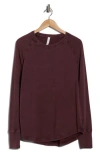 Z By Zella Vintage Wash Relaxed Long Sleeve 2.0 Tee In Burgundy