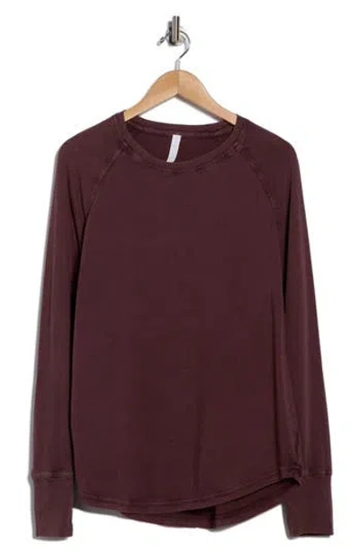 Z By Zella Vintage Wash Relaxed Long Sleeve 2.0 Tee In Burgundy