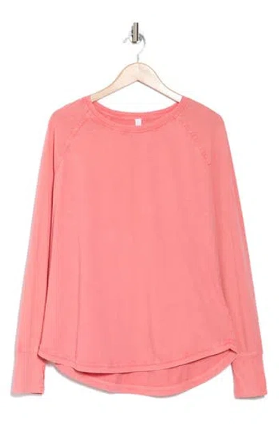 Z By Zella Vintage Wash Relaxed Long Sleeve 2.0 Tee In Coral Sugar