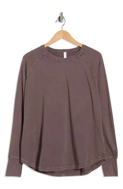Z By Zella Vintage Wash Relaxed Long Sleeve 2.0 Tee In Gray