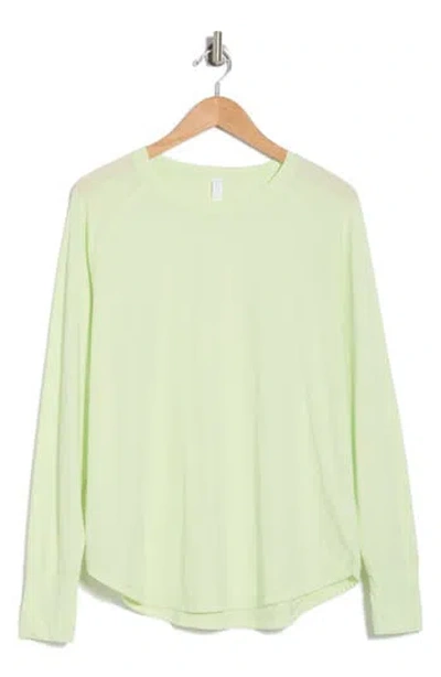 Z By Zella Vintage Wash Relaxed Long Sleeve 2.0 Tee In Green Limecream
