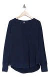 Z By Zella Vintage Wash Relaxed Long Sleeve 2.0 Tee In Navy Sapphire