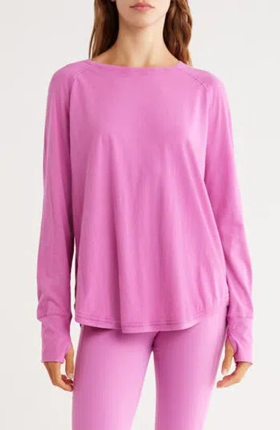 Z By Zella Vintage Wash Relaxed Long Sleeve 2.0 Tee In Pink