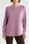 Z By Zella Vintage Wash Relaxed Long Sleeve 2.0 Tee In Purple