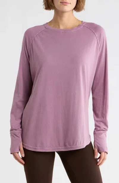 Z By Zella Vintage Wash Relaxed Long Sleeve 2.0 Tee In Purple