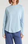 Z By Zella Vintage Wash Relaxed Long Sleeve Tee In Blue Fog