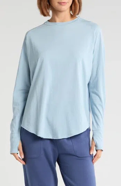 Z By Zella Vintage Wash Relaxed Long Sleeve Tee In Blue Fog