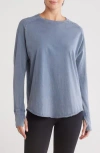 Z By Zella Vintage Wash Relaxed Long Sleeve Tee In Blue Indigo