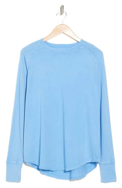Z By Zella Vintage Wash Relaxed Long Sleeve Tee In Blue