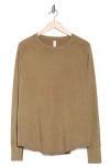 Z By Zella Vintage Wash Relaxed Long Sleeve Tee In Brown Shiitake