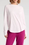 Z By Zella Vintage Wash Relaxed Long Sleeve Tee In Pink Ice