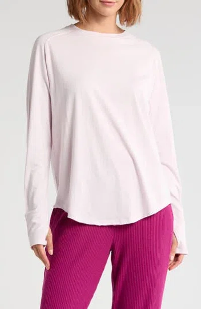 Z By Zella Vintage Wash Relaxed Long Sleeve Tee In Pink Ice