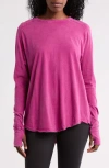 Z By Zella Vintage Wash Relaxed Long Sleeve Tee In Purple Boysenberry