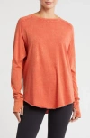 Z By Zella Vintage Wash Relaxed Long Sleeve Tee In Red Whirl