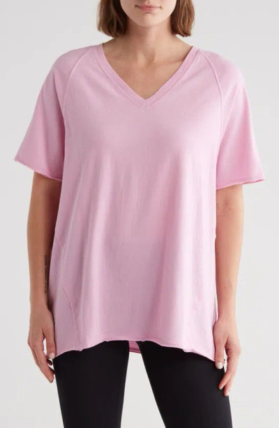 Z By Zella Vintage Wash Relaxed V-neck Tee In Purple Pastel
