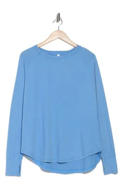 Z By Zella Vintage Washed Relaxed Long Sleeve T-shirt In Blue Lapis