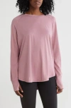 Z By Zella Vintage Washed Relaxed Long Sleeve T-shirt In Purple Morn