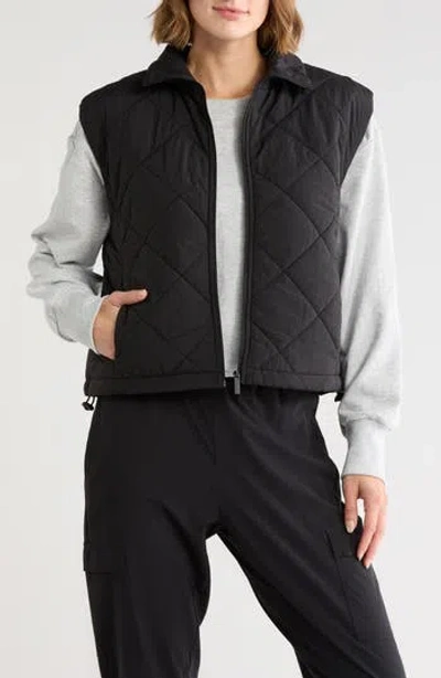 Z By Zella Wander Diamond Quilted Vest In Black
