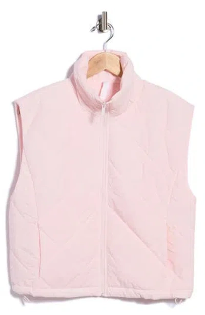 Z By Zella Wander Diamond Quilted Vest In Pink