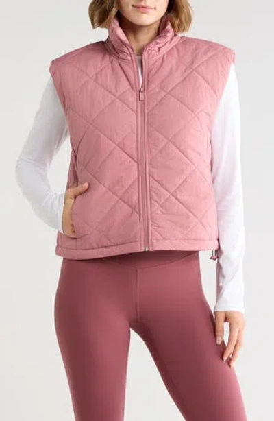 Z By Zella Wander Diamond Quilted Vest In Pink