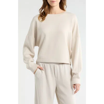 Z By Zella Whisper Knit Easy Crew Sweatshirt In Neutral