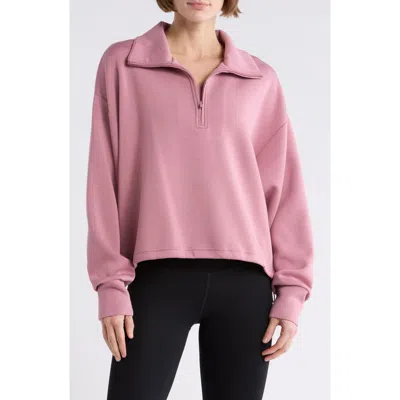 Z By Zella Whisper Knit Half Zip Sweatshirt In Pink