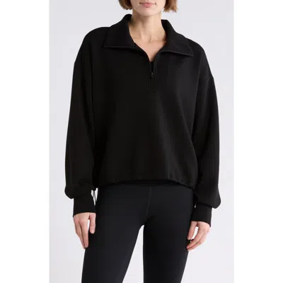 Z By Zella Whisper Knit Half Zip Sweatshirt In Black