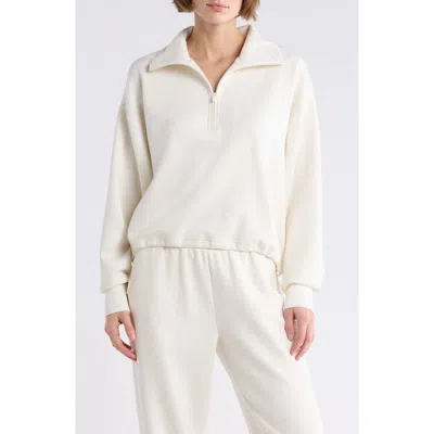 Z By Zella Whisper Knit Half Zip Sweatshirt In White