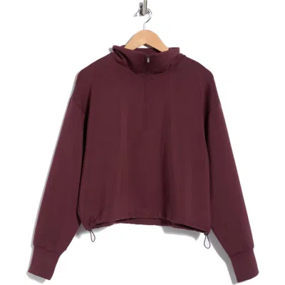 Z By Zella Whisper Knit Half Zip Sweatshirt In Burgundy Fudge