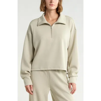 Z By Zella Whisper Knit Half Zip Sweatshirt In Neutral