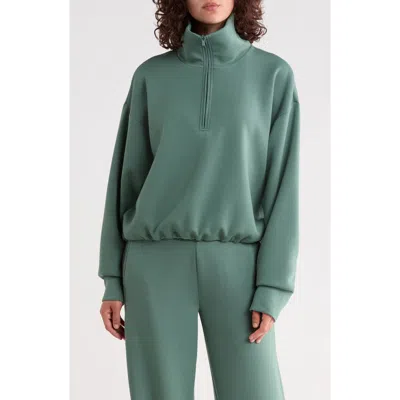 Z By Zella Whisper Knit Half Zip Sweatshirt In Green Tree