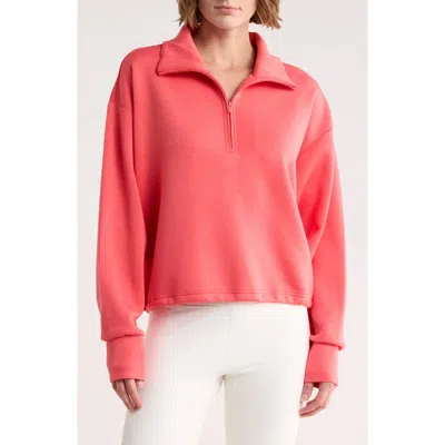 Z By Zella Whisper Knit Half Zip Sweatshirt In Purple