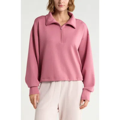 Z By Zella Whisper Knit Half Zip Sweatshirt In Pink